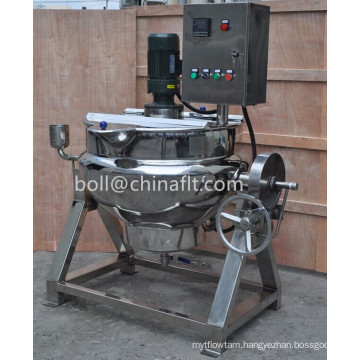 industrial tilting jacketed cooking pot with mixer